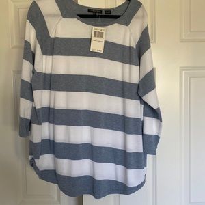 Blue/white striped long sleeve lightweight sweater/tunic.